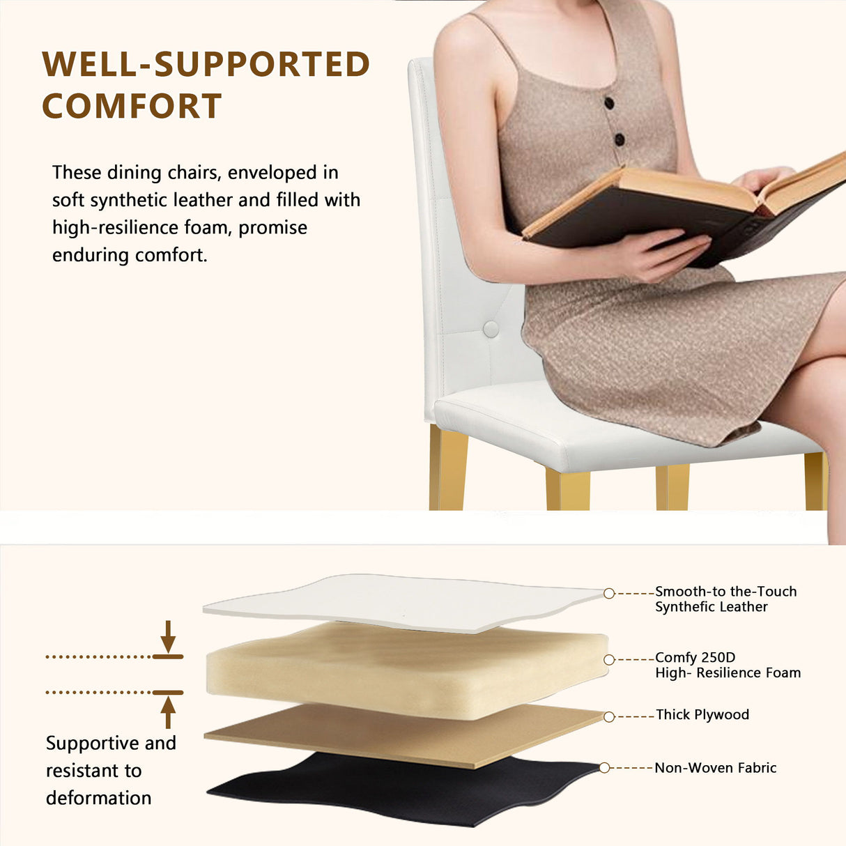 Dining Chairs With Ergonomic Buckle Backrest Comfort