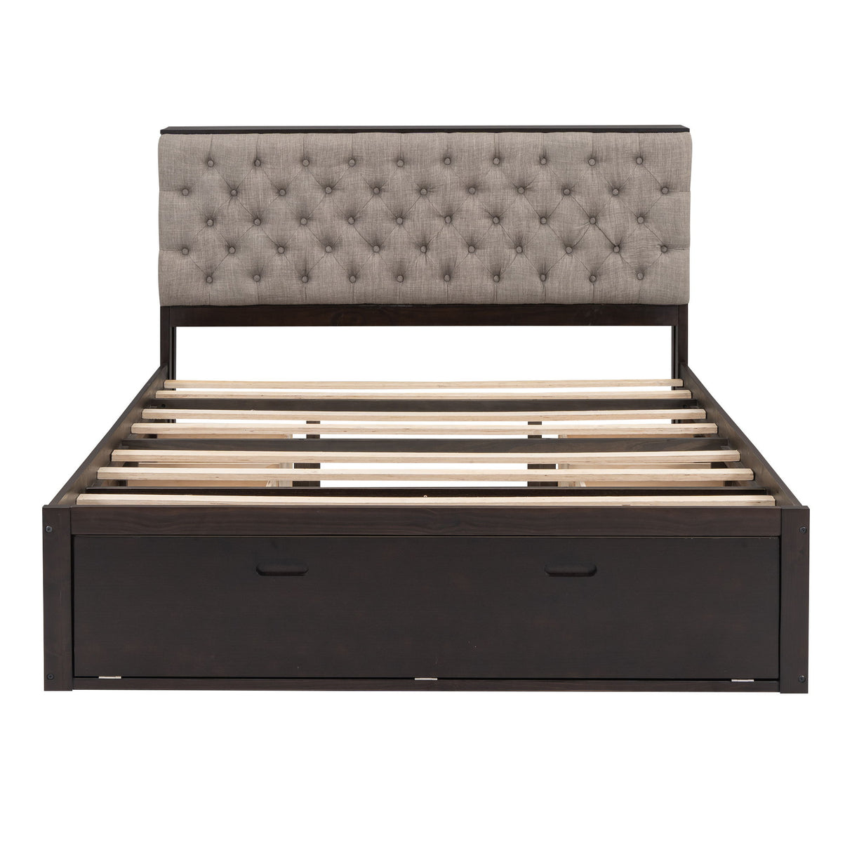 Platform Bed With Storage Headboard, Shoe Rack And 4 Drawers