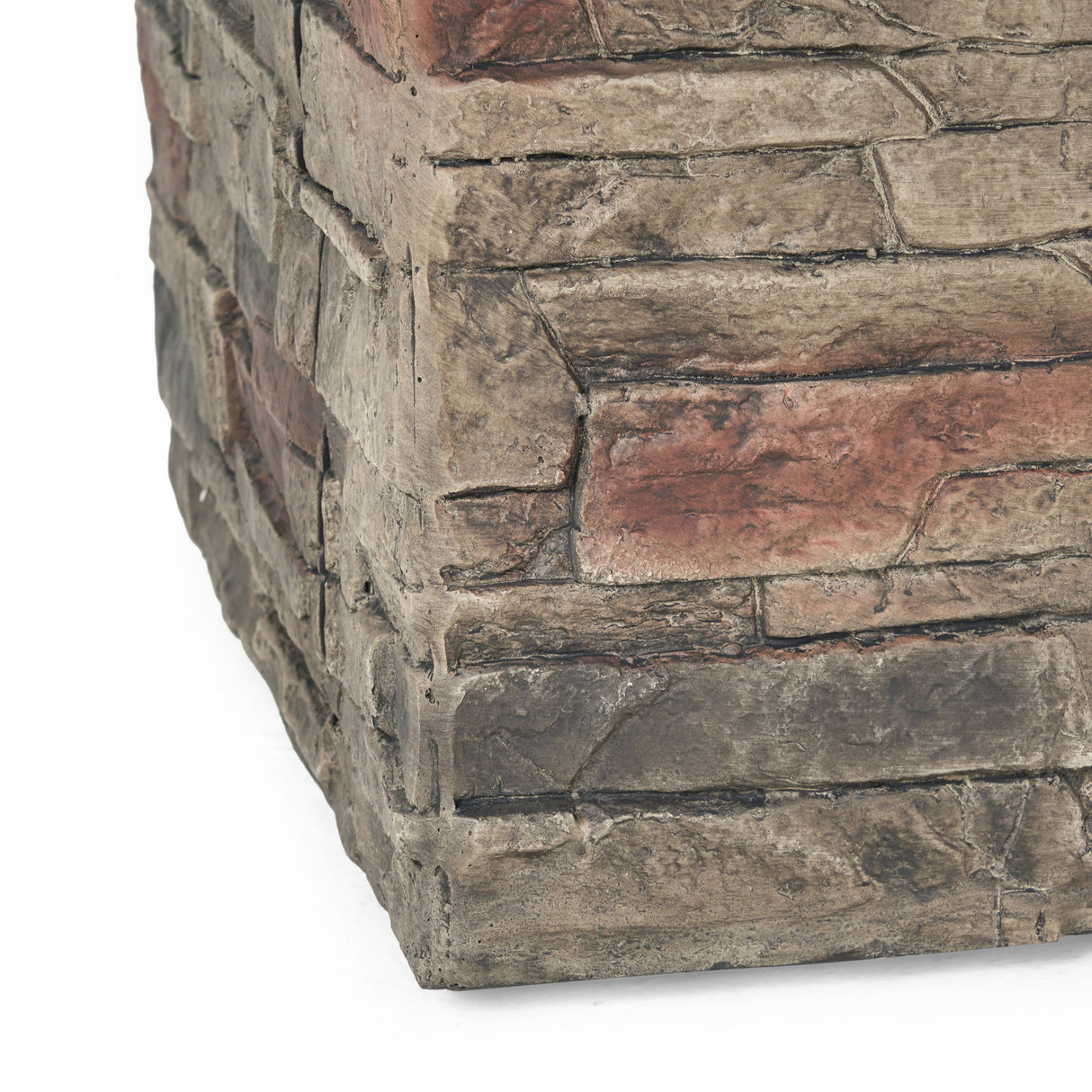 Classic Design Square Fire Pit With Top And 40, 000 Btu Heat Output - Stone Gray