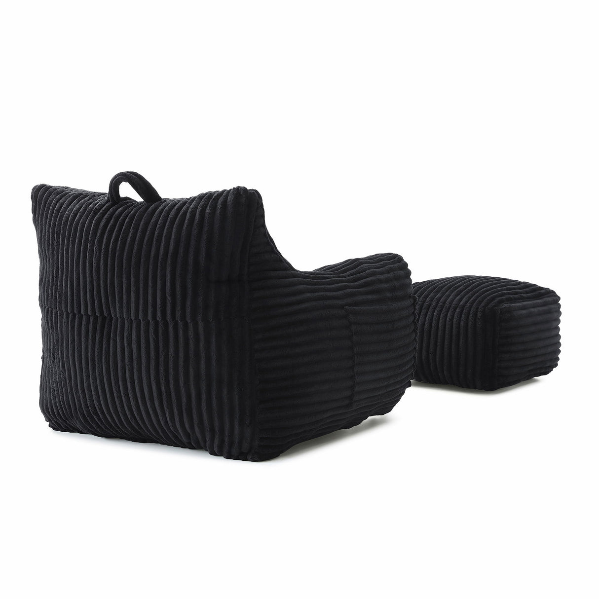 Giant Plush Bean Bag Chair With Armrests And Footstool