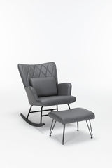Rocking Accent Chair With Lumbar Pillow And Ottoman