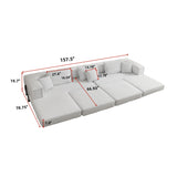 Modular L Shaped Floor Living Room Sofa Set With 6 Pillows