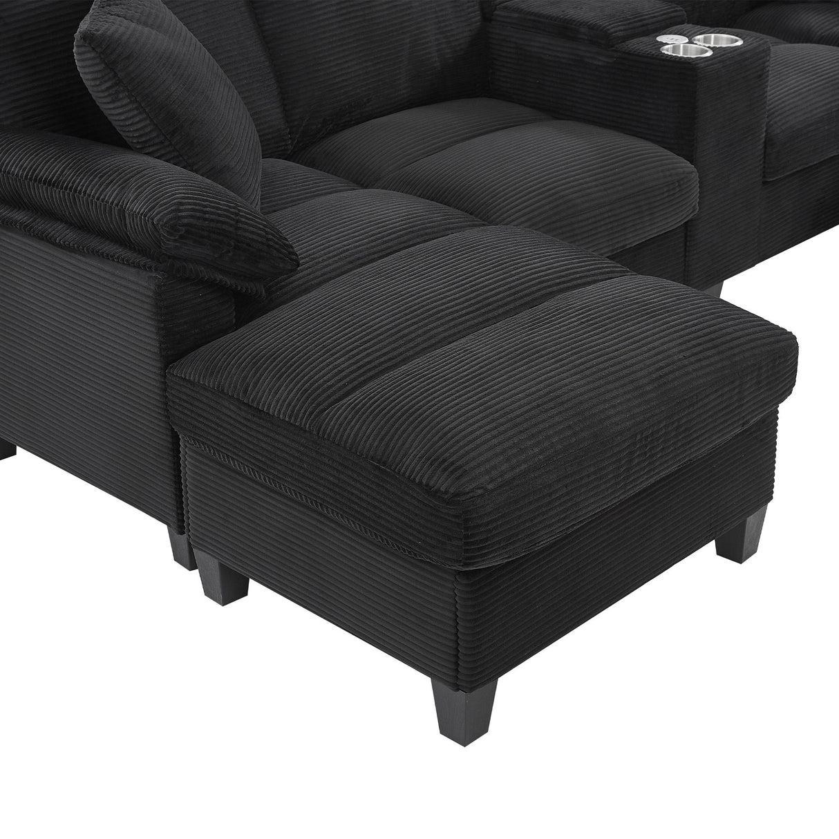 Modern U-Shaped Sectional Sofa With Storage Ottomans