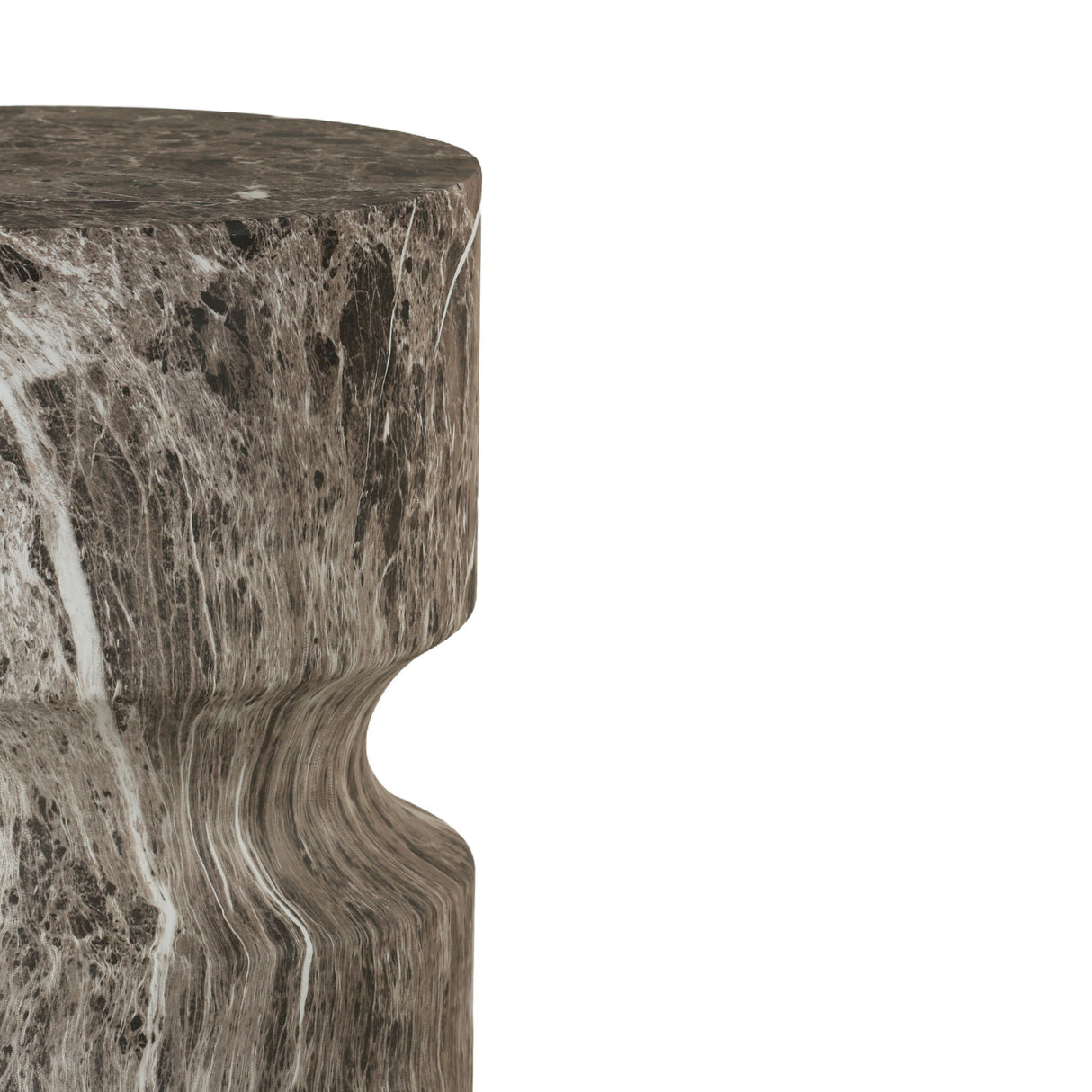 Outdoor Geometric Round End Table - Marble