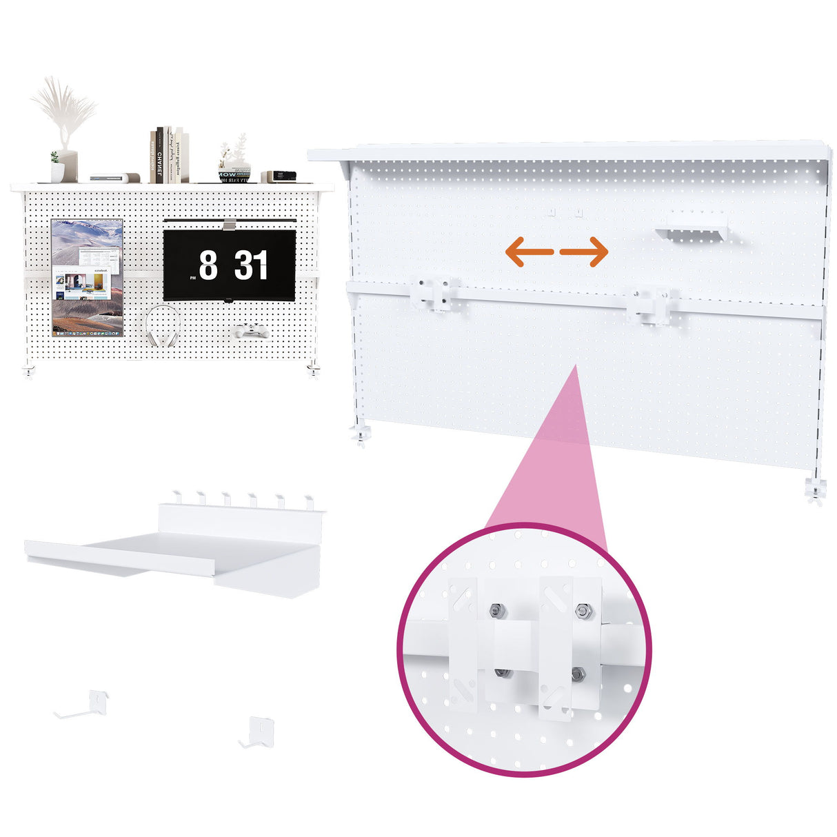 Clamp On Desk Pegboard With Single Monitor Stand