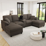 Modern U-Shaped Sectional Sofa With Storage Ottomans