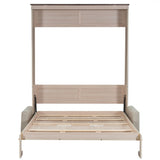 Queen Size Murphy Bed With Sofa And LED - Beige