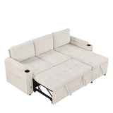 Convertible L Shaped Sofa Couch With Storage, Cup Holders, USB Ports