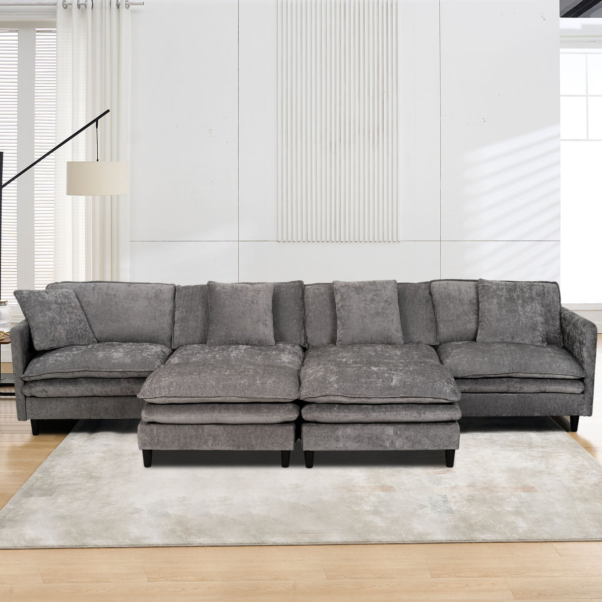 Modular U Shaped Sofa, With Adjustable Layout For Comfort And Durability - Gray