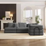 Modular L Shaped Floor Living Room Sofa Set With 6 Pillows