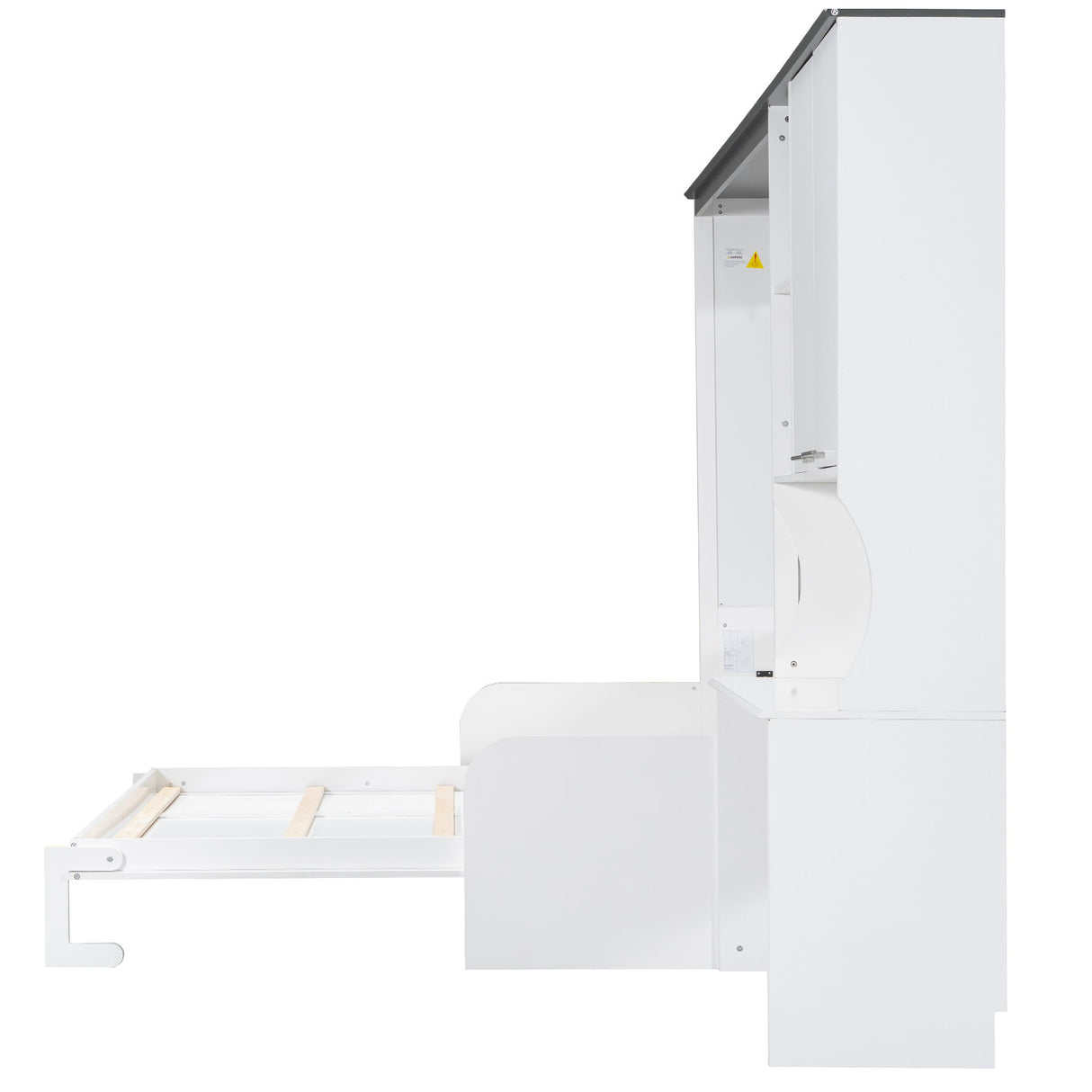 Multi Functional Murphy Bed With Sofa, Desk, And Storage Cabinet, Queen Size - White