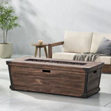 Outdoor Patio Rectangle Gas Burning Fire Pit 50, 000 Btu, Wood Pattern - Brown