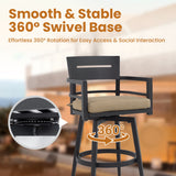 5 Pieces Outdoor Patio Bar Set, Rounded Square Sintered Stone Table & 4 Swivel Bar Chairs