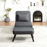 3 In 1 Foldable Linen Chaise Lounge With Adjustable Backrest