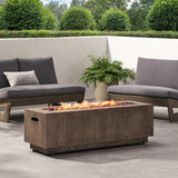 Wellington Square Iron Fire Pit With Wood Pattern Design And 50,000 Btu Output