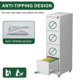 Drawer Metal Locking Vertical File Cabinet With Wheels Heavy Duty Lockable Storage