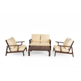 4 Piece Outdoor Sofa Set With Cushions And Coffee Table