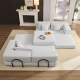 Modular L Shaped Floor Living Room Sofa Set With 6 Pillows
