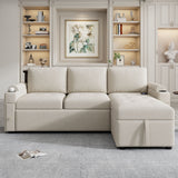 Convertible L Shaped Sofa Couch With Storage, Cup Holders, USB Ports