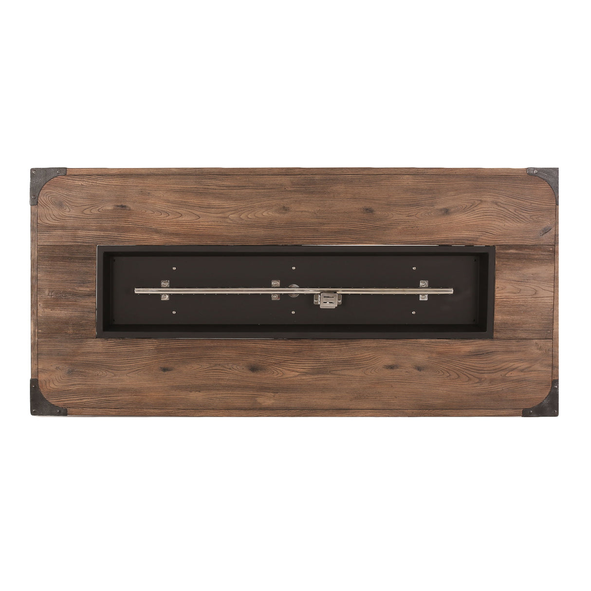 Outdoor Patio Rectangle Gas Burning Fire Pit 50, 000 Btu, Wood Pattern - Brown