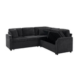 Modern L Shaped Sectional Sofa Bed With Hidden Storage Chenille Upholstery