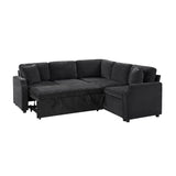 Modern L Shaped Sectional Sofa Bed With Hidden Storage Chenille Upholstery