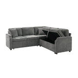 Modern L Shaped Sectional Sofa Bed With Hidden Storage Chenille Upholstery