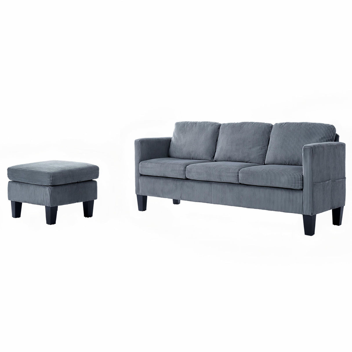 L-Shaped Sectional Sofa With Padded Cashmere, Space Saving Design For Living Rooms & Apartments - Gray