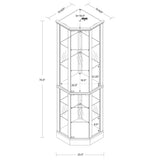 6 Shelf Lighted Corner Curio Cabinet With Adjustable Tempered Glass Shelves And Mirror Back (E26 Light Bulb Not Included)