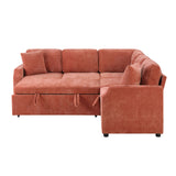 Modern L Shaped Sectional Sofa Bed With Hidden Storage Chenille Upholstery
