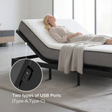 Adjustable Bed Frame With Massage Head & Foot Incline, Wireless Remote, USB Ports, LED Night Light