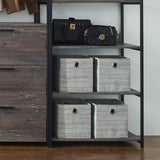 Monica - Wood Walk In Closet System, Powder Coated Metal Frame And Melamine - Rustic