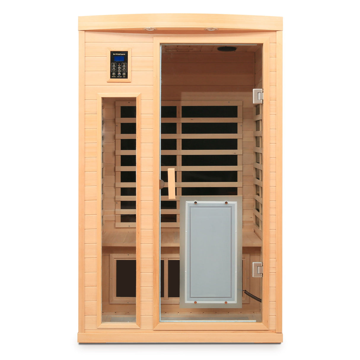 Low Emf Front Door With Heating Panel 2 Person Hemlock Far Infrared Indoor Suana Room - Natural