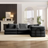Modular L Shaped Floor Living Room Sofa Set With 6 Pillows