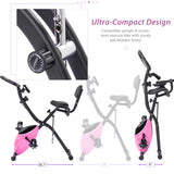 Exercise Bike Folding Stationary Bikes For Home With 16 Level Magnetic Resistance