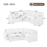 Modern L Shaped Sectional Sofa Bed With Hidden Storage Chenille Upholstery