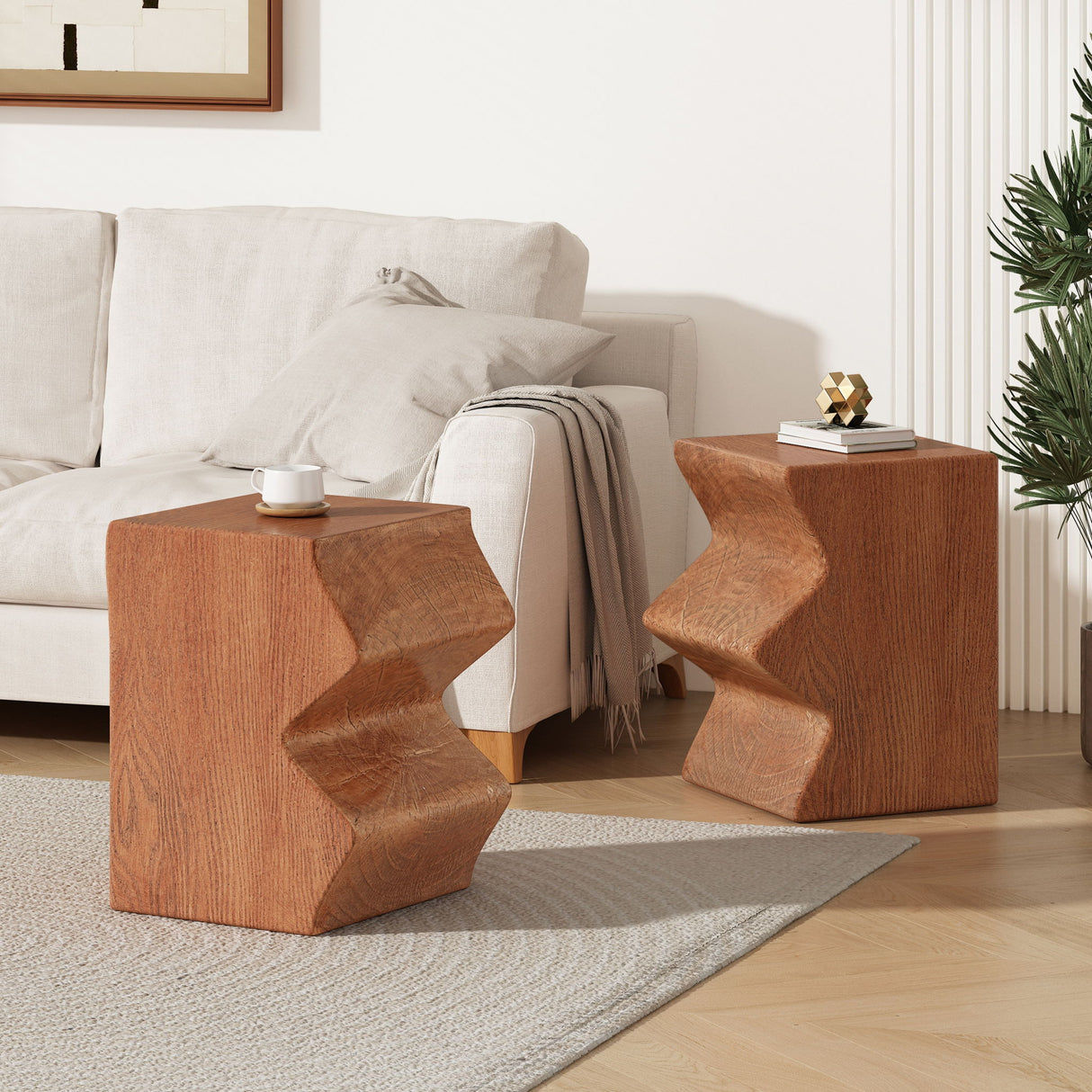 Rectangular Outdoor Indoor Accent Side Table (Set of 2)