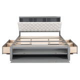 Platform Bed With Storage Headboard, Shoe Rack And 4 Drawers