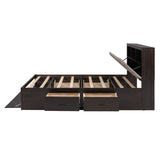 Platform Bed With Storage Headboard, Shoe Rack And 4 Drawers