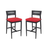 Modern Outdoor Bar Stools With Backrest And Footrest (Set of 2)