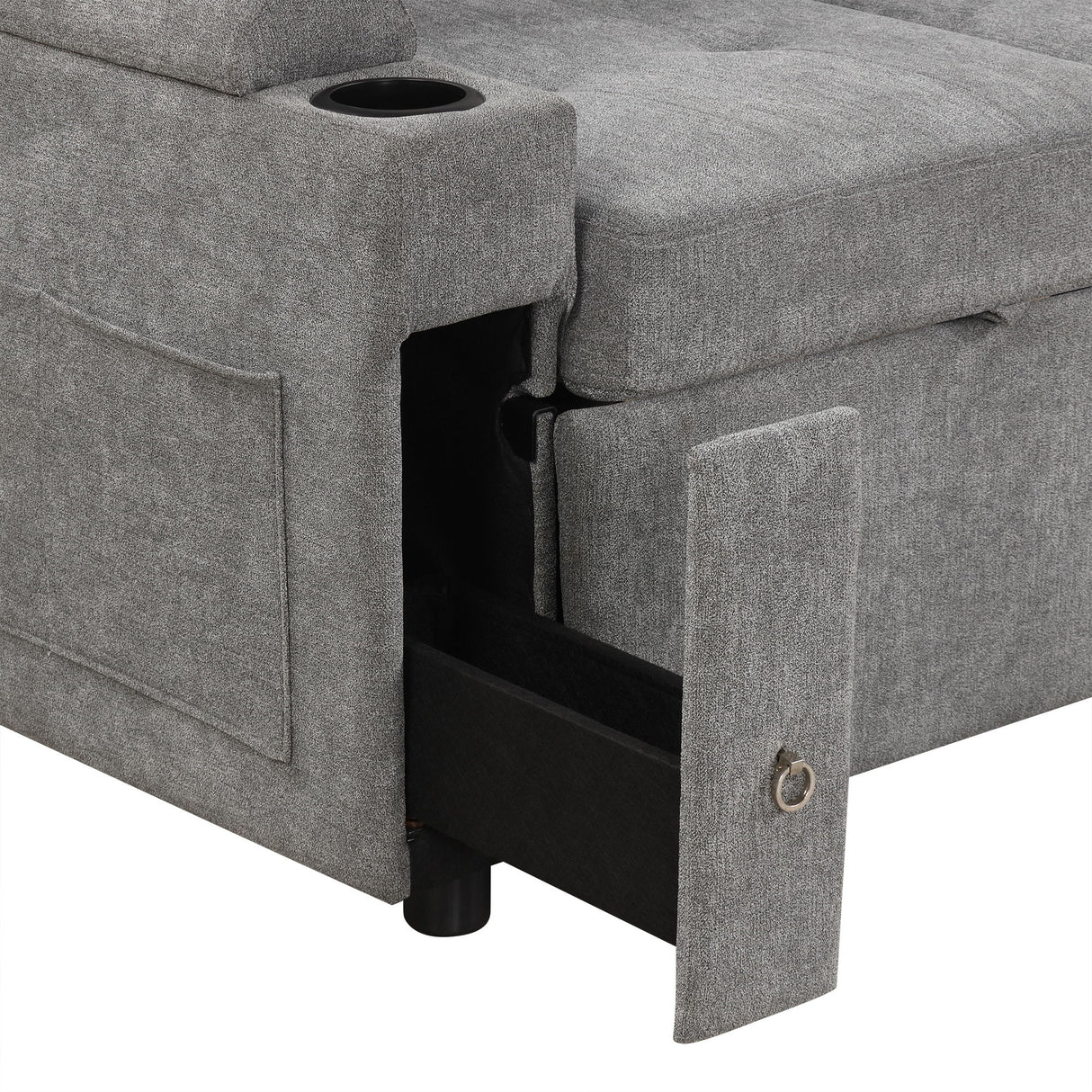 Convertible L Shaped Sofa Couch With Storage, Cup Holders, USB Ports
