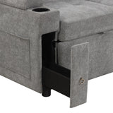 Convertible L Shaped Sofa Couch With Storage, Cup Holders, USB Ports