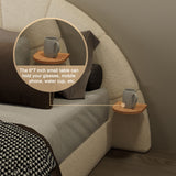 Queen Arched Bed With Small Table, Floor Standing Design - Beige