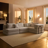 Modular L Shaped Floor Living Room Sofa Set With 6 Pillows