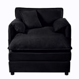 Oversized Chair With Movable Ottoman, Soft Upholstered Lounge Chair
