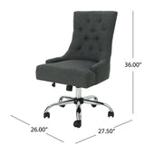 Glory Diamond Tufted Upholstered Office Chair With Rolling Casters And Sloped Arms - Dark Gray / Chrome