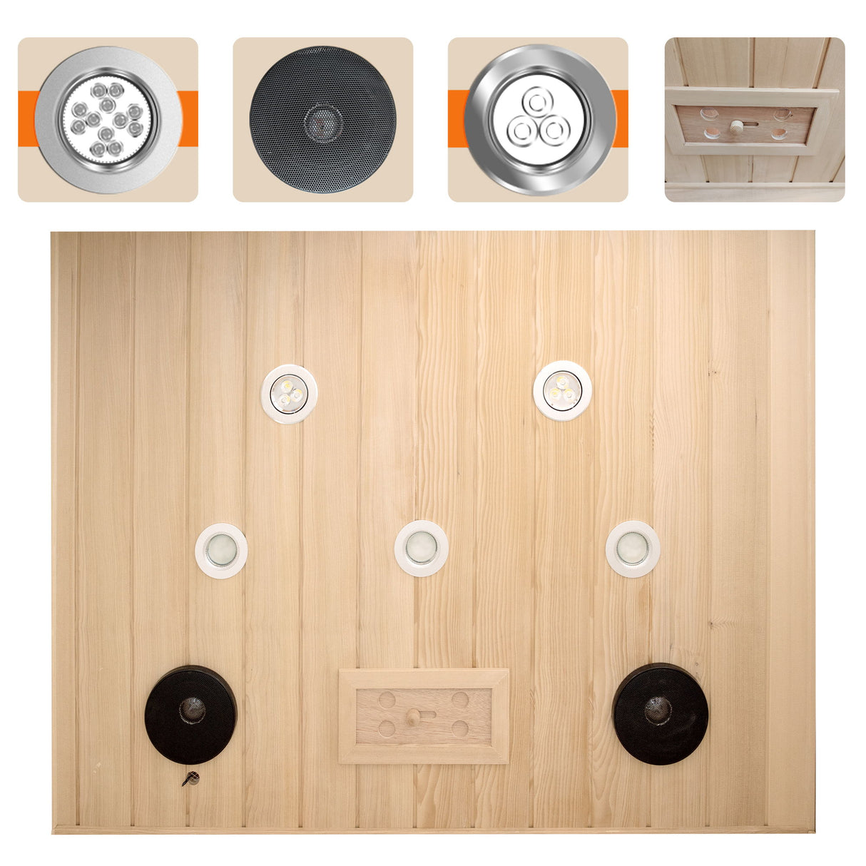 Low Emf Front Door With Heating Panel 2 Person Hemlock Far Infrared Indoor Suana Room - Natural