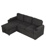 Convertible L Shaped Sofa Couch With Storage, Cup Holders, USB Ports