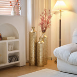 Floor Metal Vases Decorated White Metal Vases (Set of 3) Gorgeous Home Decoration Large Glazed Metal Vases - Golden