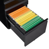 Contemporary Black 3 Drawer Mobile Filing Cabinet With Lock, Metal Office Storage For Legal / Letter Size